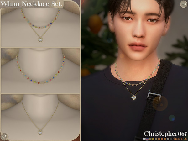 Sims 4 — Whim Necklace Set Male - Diamond Heart Charm Layered Necklaces by christopher0672 — This is a lovely set of
