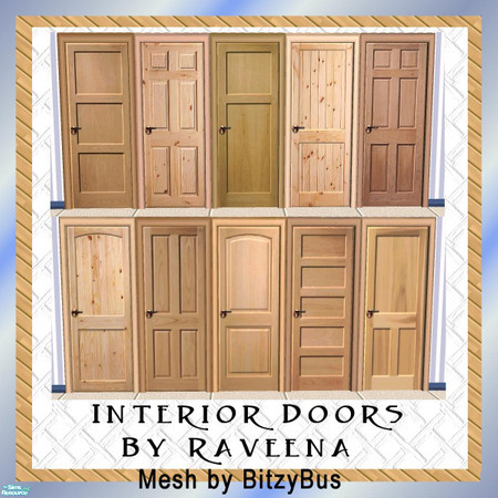 Sims 2 — Interior Doors Collection by Raveena — Lots of interior doors in different styles and different wood tones for