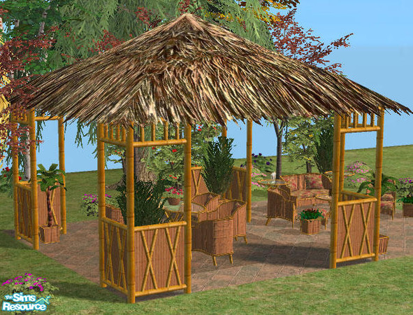 Sims 2 — Tropical Patio Retreat - Grass Roof MESH by Simaddict99 — natural tiki style grass roof, can be used with tall