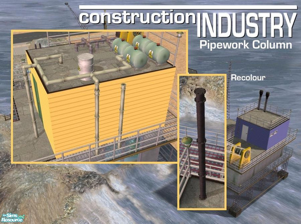 Sims 2 — Pipework Column Recolour - Black by Cyclonesue — A vertical pipe that's also a support column! This is a