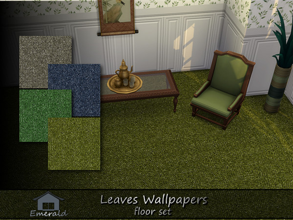 Sims 4 — Leaves Wallpapers floor set by Emerald — Evokes a grounding connection to the outdoor, promoting calm and