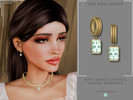 Sims 4 — Mint Green Crystal Charm Hoops by Glitterberryfly — Mint Green Crystal Charm Hoops set in Gold