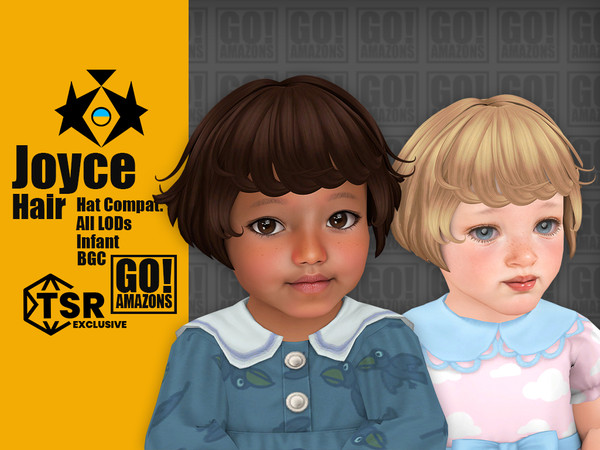 Sims 4 — Joyce Hair by GoAmazons — Cute wave bob with curly bangs for infants.