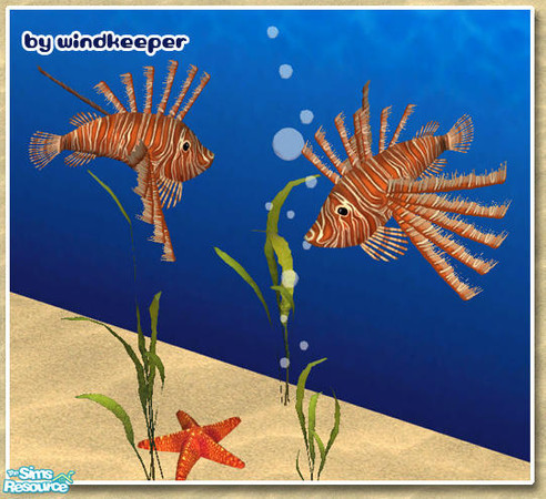 Sims 2 — CBA lionfish by Windkeeper — Decorative lionfish for custom built aquariums.
