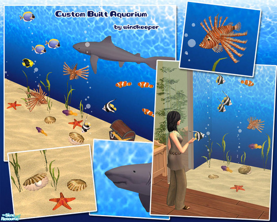 Sims 2 — Custom Built Aquarium by Windkeeper — Create a floor to ceiling aquarium of any size! Use this set of decorative
