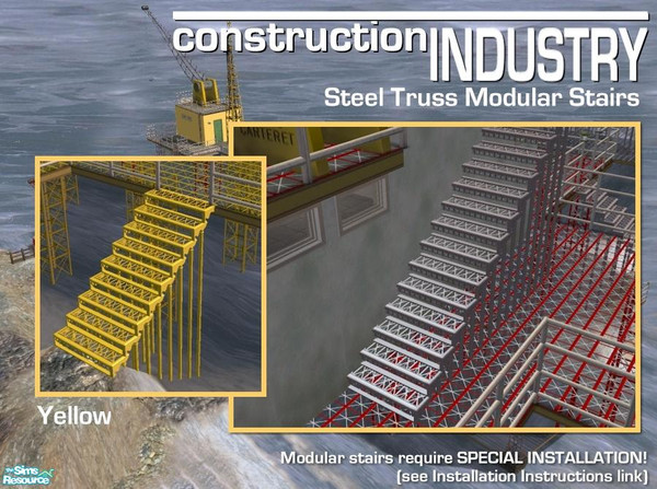 Sims 2 — Steel Truss Modular Stairs - Yellow by Cyclonesue — These stairs require special installation - so please read
