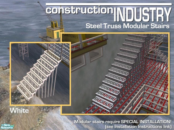 Sims 2 — Steel Truss Modular Stairs - White by Cyclonesue — These stairs require special installation - so please read