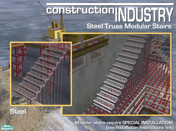 Sims 2 — Steel Truss Modular Stairs - Steel by Cyclonesue — These stairs require special installation - so please read