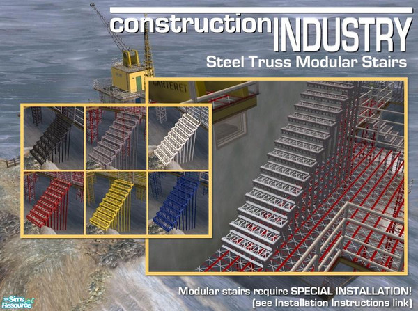 Sims 2 — Steel Truss Modular Stairs by Cyclonesue — These stairs require special installation - so please read the