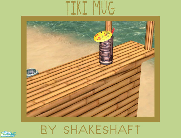Sims 2 — Tiki Mug by Shakeshaft — A Set for the Beach all in Bamboo, set includes Bar, Tables Chairs and Stools and