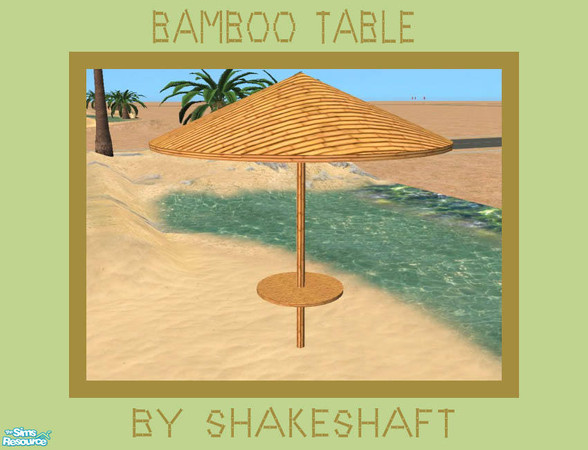 Sims 2 — Bamboo Table by Shakeshaft — A Set for the Beach all in Bamboo, set includes Bar, Tables Chairs and Stools and
