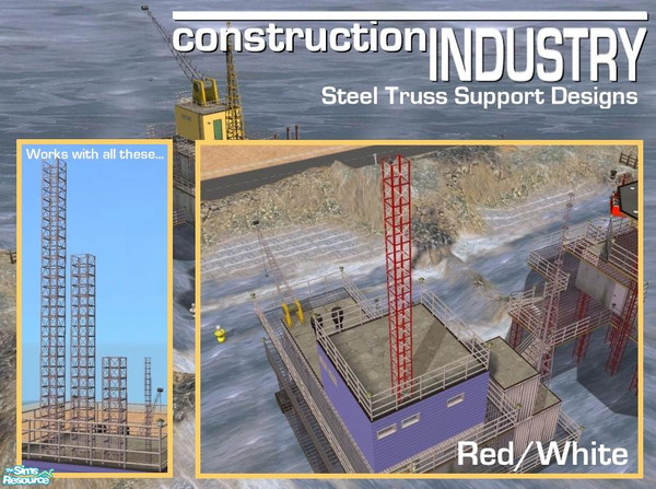 Sims 2 — Steel Truss Column (red and white) by Cyclonesue — A recolour for the standard steel truss support column. Also
