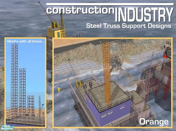 Sims 2 — Steel Truss Column Recolour (orange) by Cyclonesue — A recolour for the standard steel truss support column.