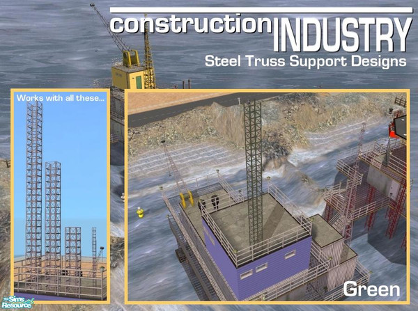 Sims 2 — Steel Truss Column Recolour (Green) by Cyclonesue — A recolour for the standard steel truss support column. Also