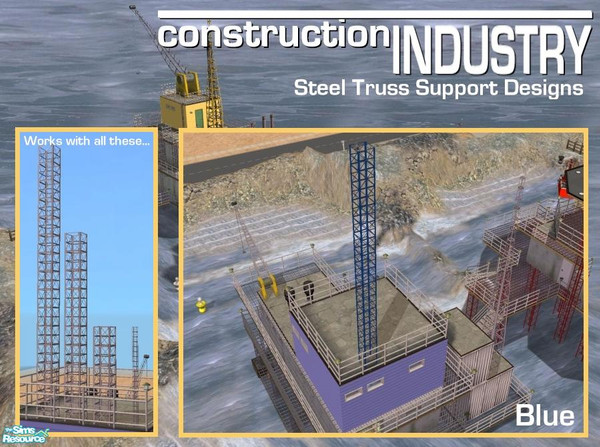 Sims 2 — Steel Truss Column Recolour (blue) by Cyclonesue — A recolour for the standard steel truss support column. Also