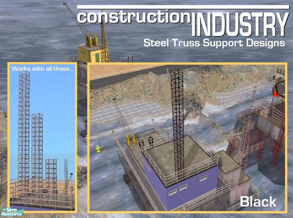 Sims 2 — Steel Truss Column Recolour (black) by Cyclonesue — A recolour for the standard steel truss support column. Also