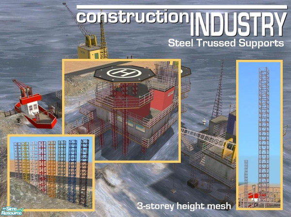 Sims 2 — 3-Storey Steel Truss Support (Mesh) by Cyclonesue — A 3-storey height column in trussed steel. Uses additional