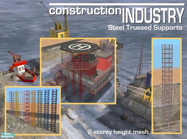 Sims 2 — 2-Storey Truss Support (Mesh) by Cyclonesue — A 2-storey height column in trussed steel. Uses additional colours