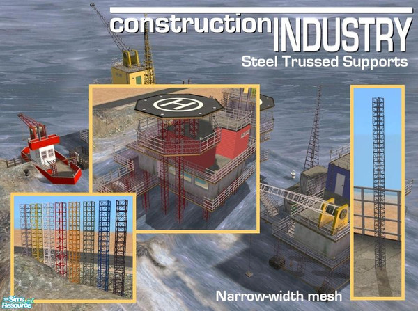 Sims 2 — Narrow Truss Support (Mesh) by Cyclonesue — A standard height column in trussed steel. Uses additional colours