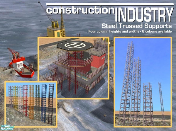 Sims 2 — Steel Truss Support Columns by Cyclonesue — Four columns: narrow, standard, 2-storey and 3-storey. All meshes