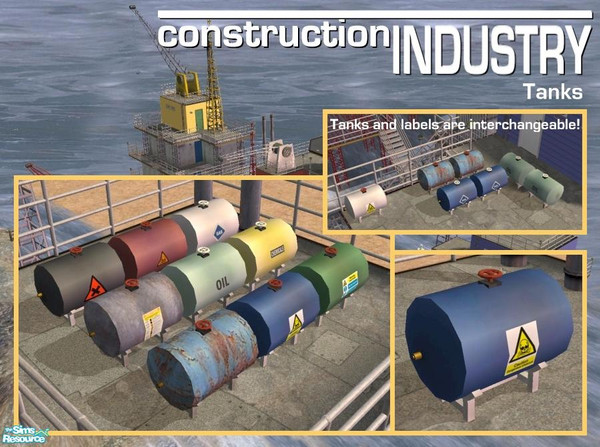 Sims 2 — Tanks for Chemicals, Liquids and Gas by Cyclonesue — A collection of tanks for your industrial lots. Mix and