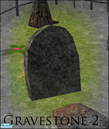 Sims 2 — Graveyard Set - Gravestone 2 by sim_man123 — Simple unmarked, slightly weathered headstone. Great for graveyards