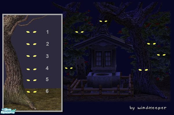 Sims 2 — Glowing Eyes 3 by Windkeeper — Decorative eyes that glow in the dark. Different eyes positioned on different