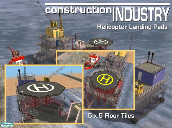 Sims 2 — 2 Helicopter Landing Pad Floor Tiles by Cyclonesue — Two versions of a 5 x 5 square helicopter landing pad floor