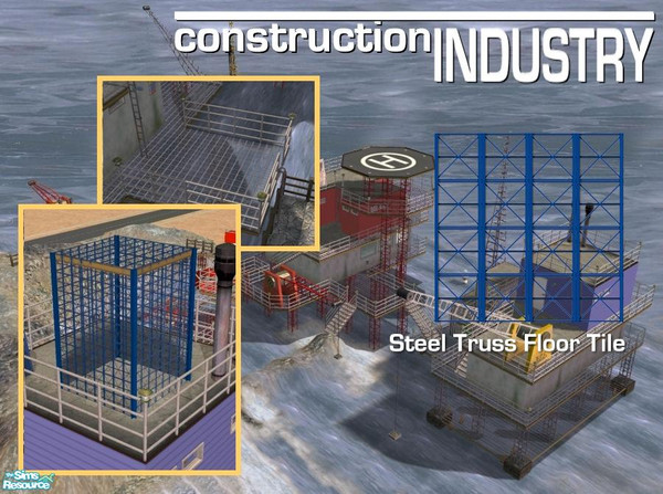 Sims 2 — Steel Truss Floor (Blue) by Cyclonesue — A steel trussed transparent floor tile for your industrial lots and