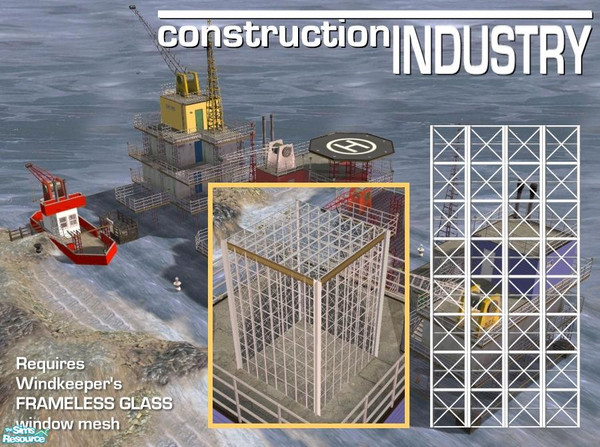 Sims 2 — Steel Truss Windows (White Glass) by Cyclonesue — Steel truss walls (using Windkeeper's Frameless Glass window)