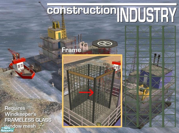 Sims 2 — Steel Truss Windows (Green Frame) by Cyclonesue — Steel truss walls (using Windkeeper's Frameless Glass window)