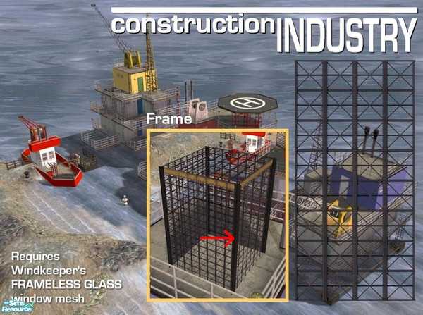 Sims 2 — Steel Truss Windows (Black Frame) by Cyclonesue — Steel truss walls (using Windkeeper's Frameless Glass window)