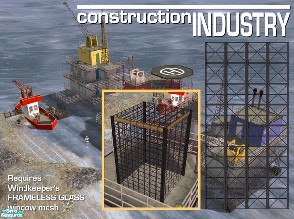 Sims 2 — Steel Truss Windows (Black Glass) by Cyclonesue — Steel truss walls (using Windkeeper's Frameless Glass window)