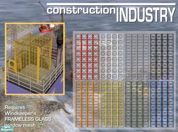 Sims 2 — Steel Truss Windows by Cyclonesue — They look like cage walls, but they\'re windows. Using Windkeeper\'s
