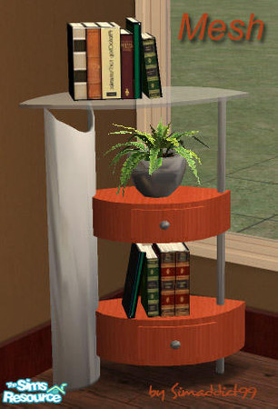 Sims 2 — Italia Collection -  Bookcase MESH by Simaddict99 — short bookcase with assortment of books and small plant- due