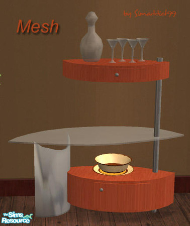 Sims 2 — Italia Collection - Buffet Cabinet MESH by Simaddict99 — comes complete with martini glasses, decanter and