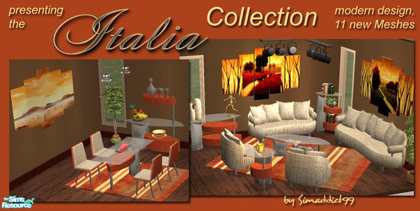 Sims 2 — Italia Collection Mesh Set by Simaddict99 — Unique, curvasceous & modern design that adds a touch of