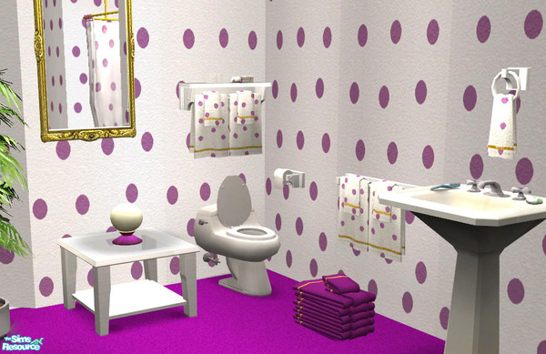 Sims 2 — Towel PurpleDot Rack Shelf - #320433 by DOT — Towel Purple Dot Rack Shelf. DOTs Cove, dotted with towels. Sims 2