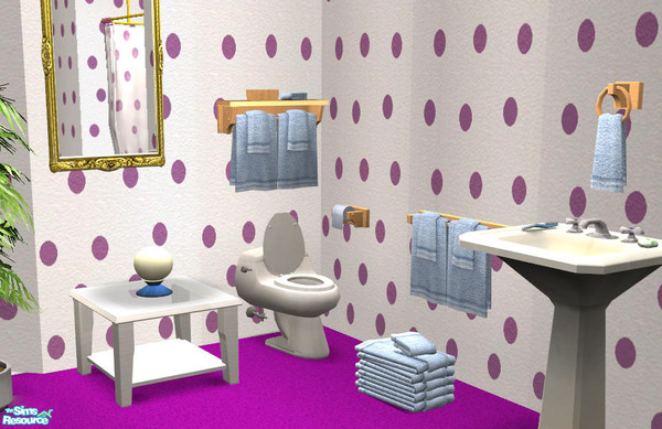 Sims 2 — Towel Blue Rack Shelf - #320433 by DOT — Towel Blue Rack Shelf. DOTs Cove, dotted with towels. Sims 2 by DOT of