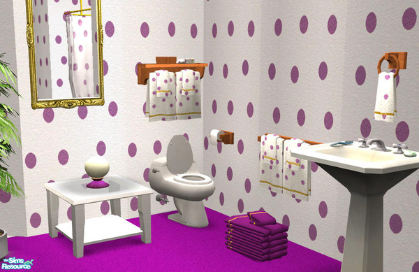 Sims 2 — Towel Rack Shelf Med Wood - #320433 by DOT — Towel Rack Shelf Med Wood. DOTs Cove, dotted with towels. Sims 2 by