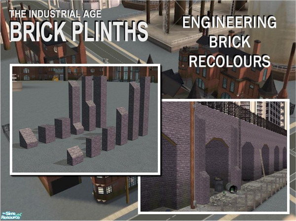 Sims 2 — Brick Plinths in Engineering Brick by Cyclonesue — RECOLOURS of my Brick Plinths set in blue/black Engineering