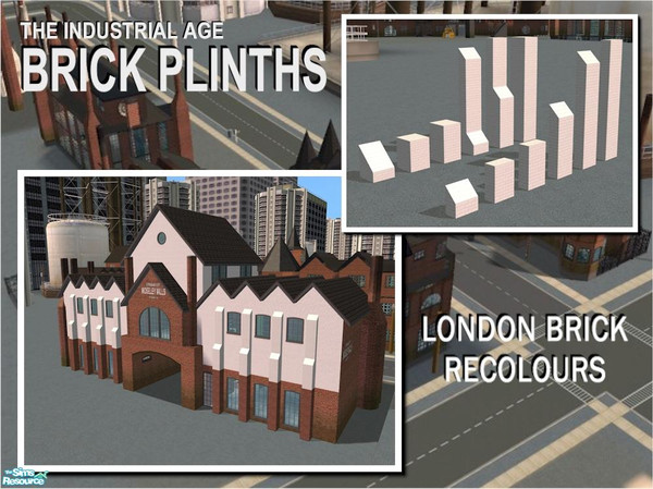 Sims 2 — Brick Plinths in White London Brick by Cyclonesue — RECOLOURS of my brick plinth building set. Don't forget to