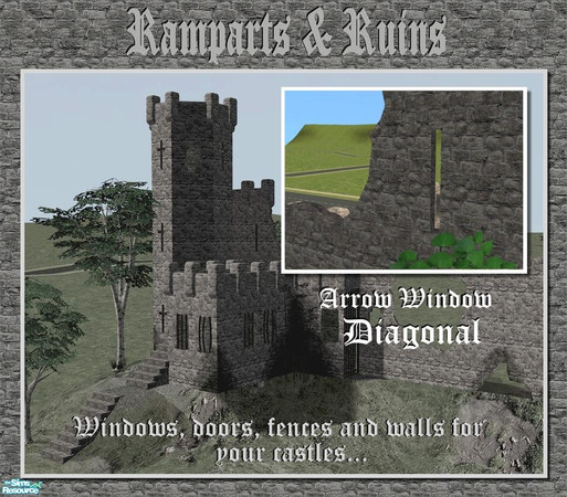 Sims 2 — Tiny Arrow Window (diagonal) by Cyclonesue — Diagonal version of the arrow window. Don't forget to download the