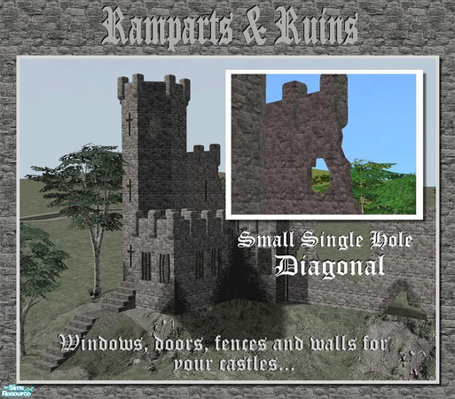 Sims 2 — Small hole shaped window (diagonal) by Cyclonesue — Daigonal version of a hole in the wall for your castles and