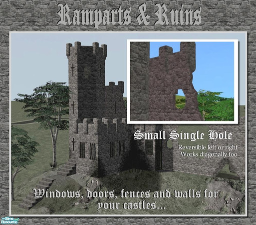 Sims 2 — Small hole shaped window by Cyclonesue — A hole in the wall for your castles and other ruins. Reversible and
