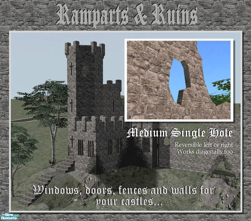 Sims 2 — Medium hole shaped window by Cyclonesue — A hole in the wall for your castles and other ruins. Reversible and