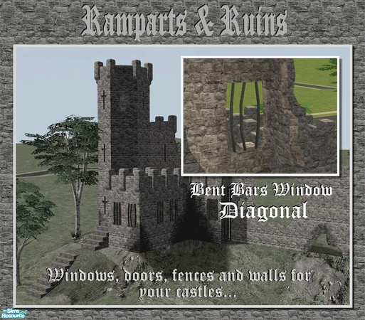 Sims 2 — Square window with bent bars (diagonal) by Cyclonesue — Diagonal version of the square hole with bent bars!