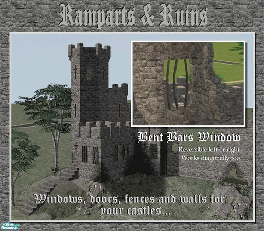 Sims 2 — Square Window with Bent Bars by Cyclonesue — A square hole with bent bars! Ideal for castle ruins, old churches,