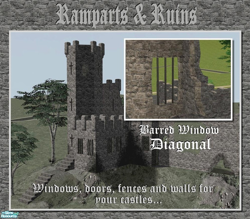 Sims 2 — Square-shaped barred window (diagonal) by Cyclonesue — Diagonal version of the square shaped barred window.
