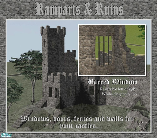 Sims 2 — Square-shaped Barred Window by Cyclonesue — A square hole with bars! Ideal for castle ruins, old churches, etc.